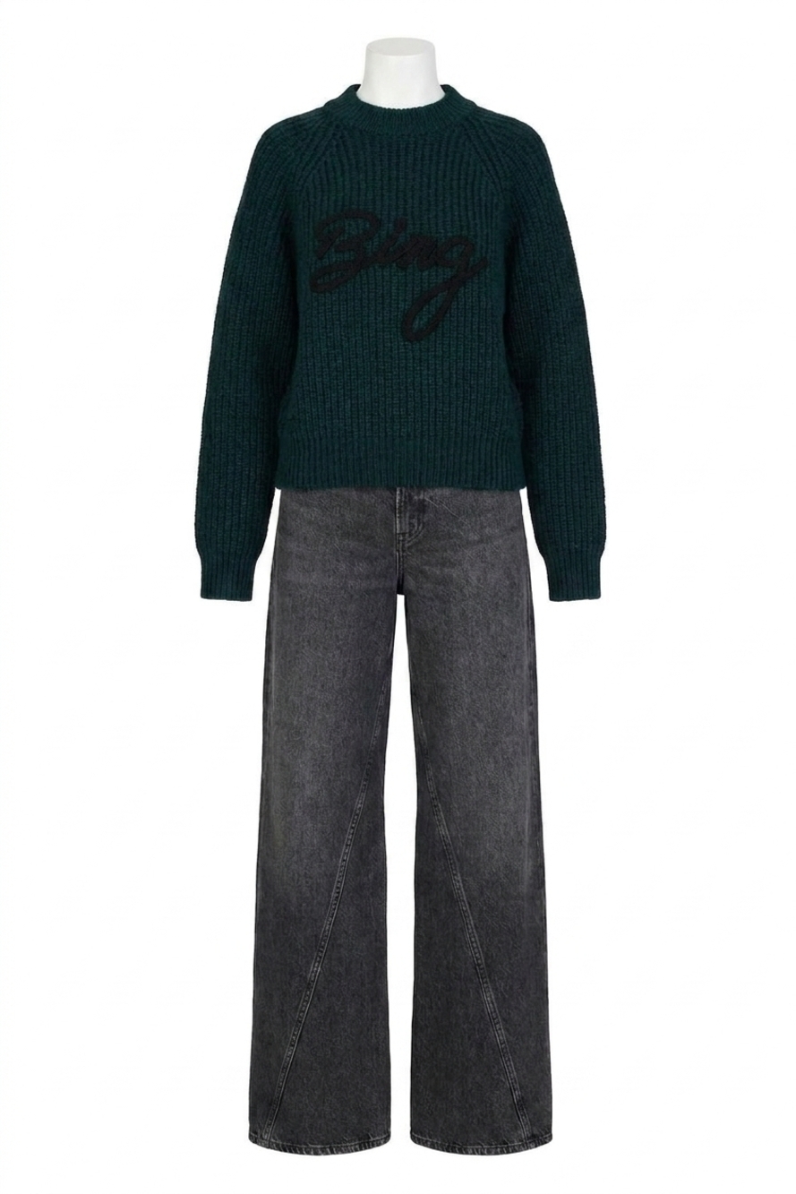 NEW ANINE BING kendrick sweater in dark teal